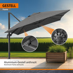 Sonnenschirm Rhodos Grande ca 400 x 300 cm anthrazit rechteckig UV Schutz Garten Terrasse Sonnenschutz