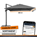Sonnenschirm Rhodos Grande ca 400 x 300 cm anthrazit rechteckig UV Schutz Garten Terrasse Sonnenschutz