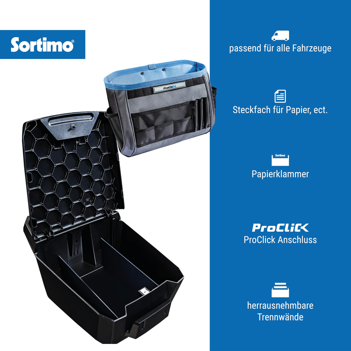 AutoAssistent Office Organizer Set Schwarz Blau Grau für Fahrzeug und Büro Ordnungssystem Aufbewahrung