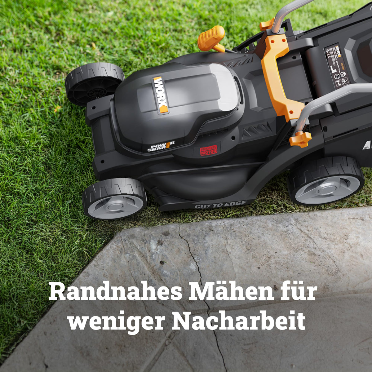 WG733E Akku Rasenmäher 20V 33cm Schnittbreite kabellos leise Elektro Rasenmäher für Garten und Rasenpflege