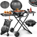 Elektrogrill 2 in 1 Tischgrill Standgrill Deckel Standfuß 2400 Watt faltbar Thermostat Antihaftbeschichtung