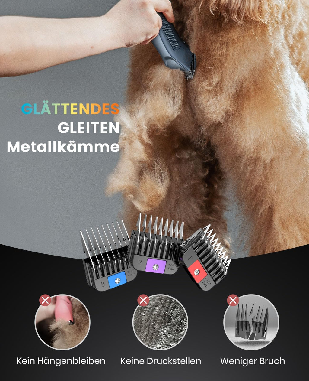 Profi Hundeschermaschine für Langhaar, leise wiederaufladbare Tierhaarschneidemaschine mit 1 Akku für Hunde