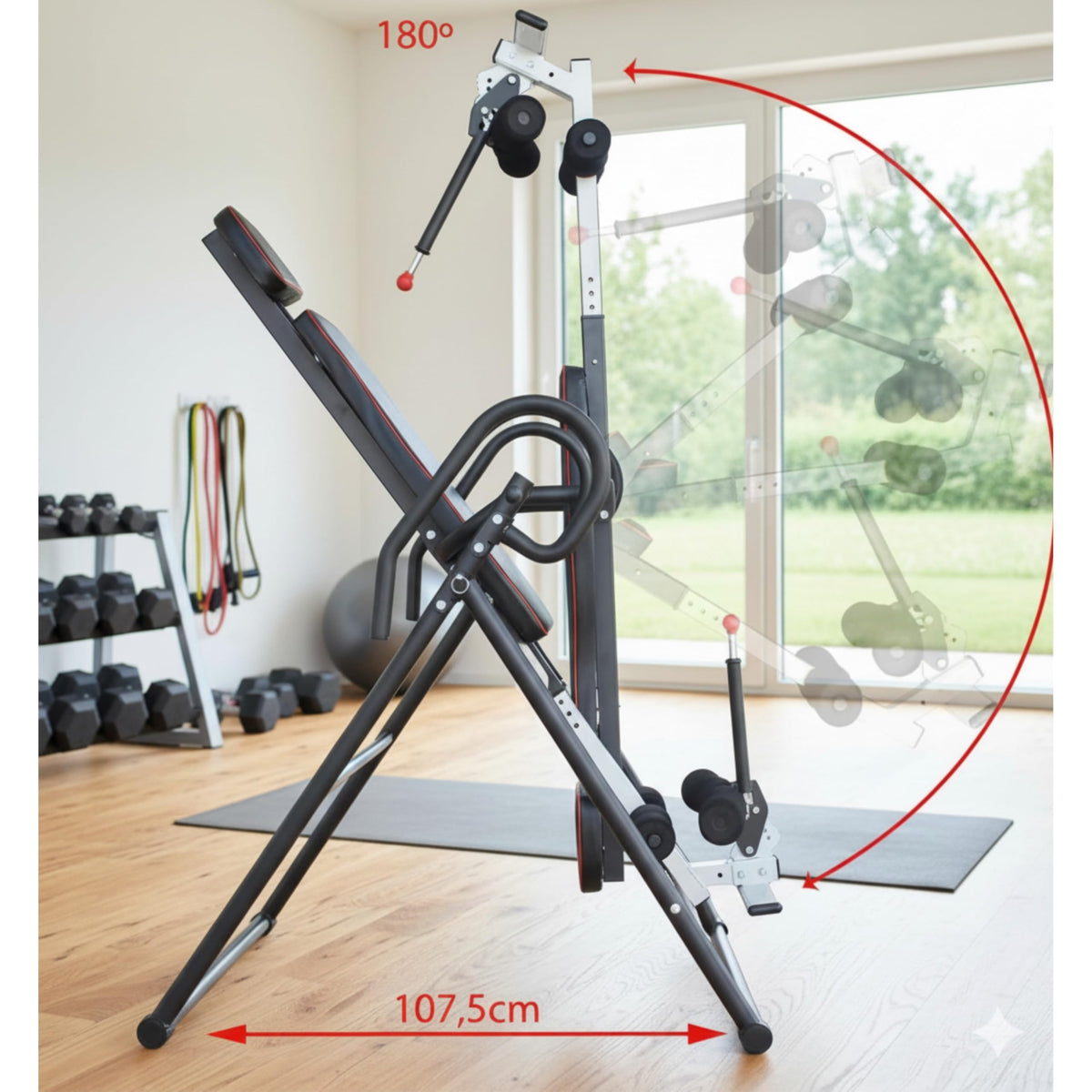 ECO Inversionstisch klappbar verstellbarer Schwerkrafttrainer Rücken 180 Grad Inversion Stahlrahmen bis 150 kg