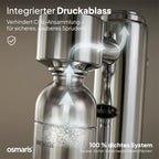 Wassersprudler Edelstahl inkl 2x 1,1 L Edelstahlflaschen geschmacksneutral 100% dicht Druckablassventil Küche