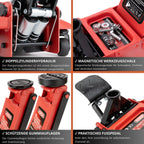Wagenheber hydraulisch 3T Rangierwagenheber flache Hubhöhe 75 bis 515 mm Fußpedal Doppelpumpsystem SUV stabil