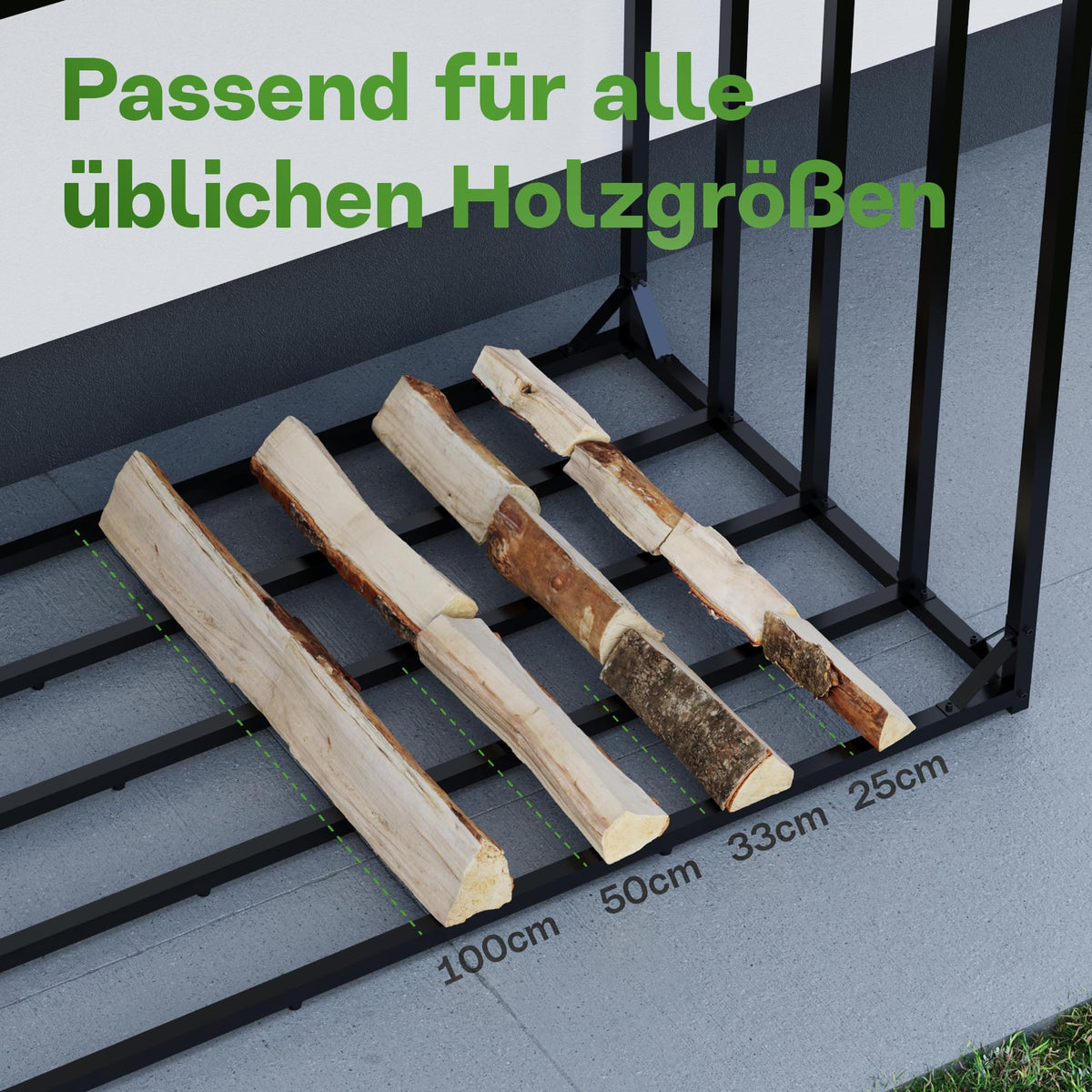 Kaminholzregal Außen XXXL 186x105x185cm 3,45m³ Metallrahmen 30x30mm Metalldach feuerverzinkt Wetterschutzplane