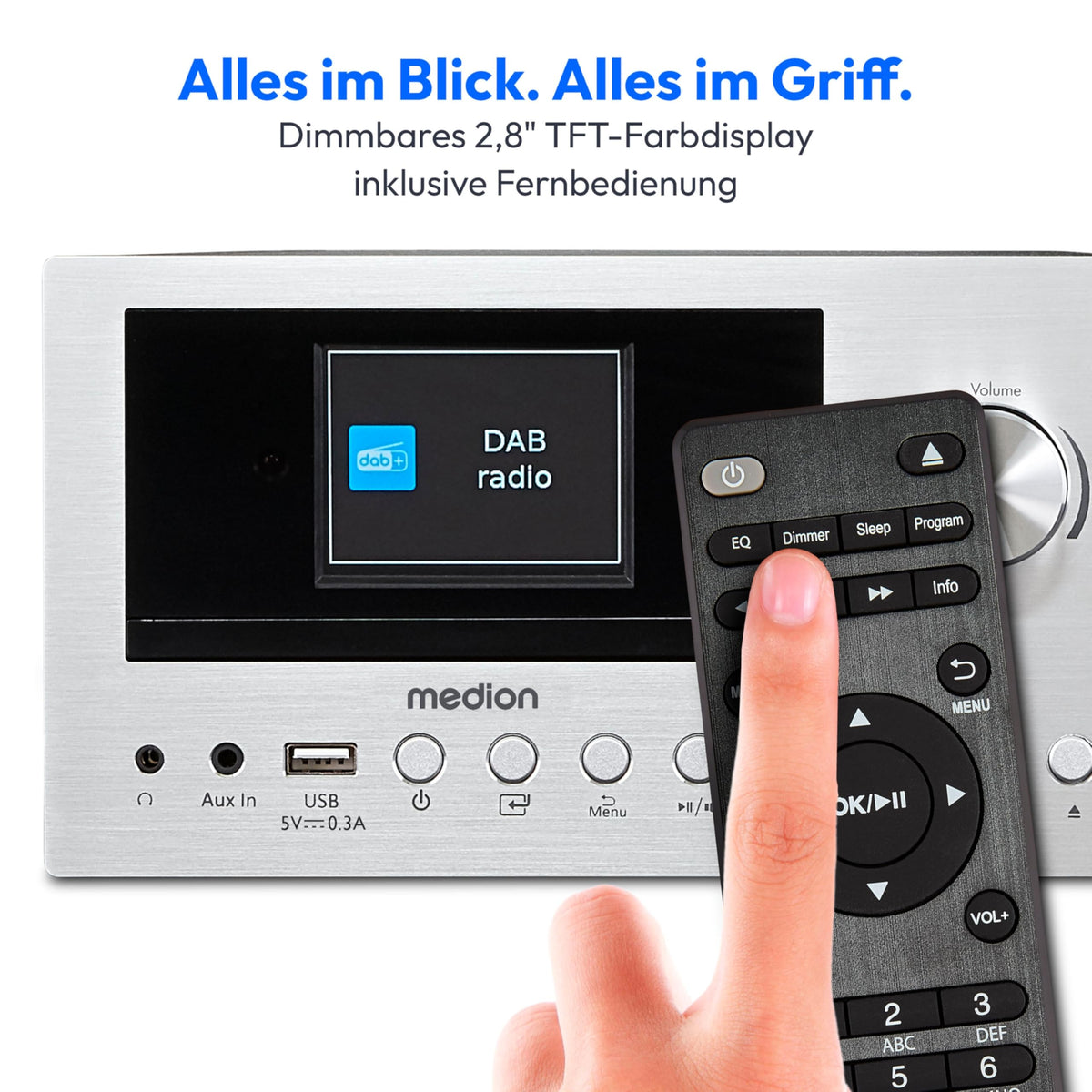 P85003 Micro Audio System Kompaktanlage Internetradio DAB Plus PLL UKW Radio Bluetooth USB AUX 2x150 W Silber