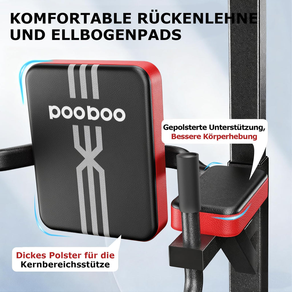 Power Tower Dip Station Klimmzugstange höhenverstellbar multifunktional für Heimtraining mit Elastikseilen