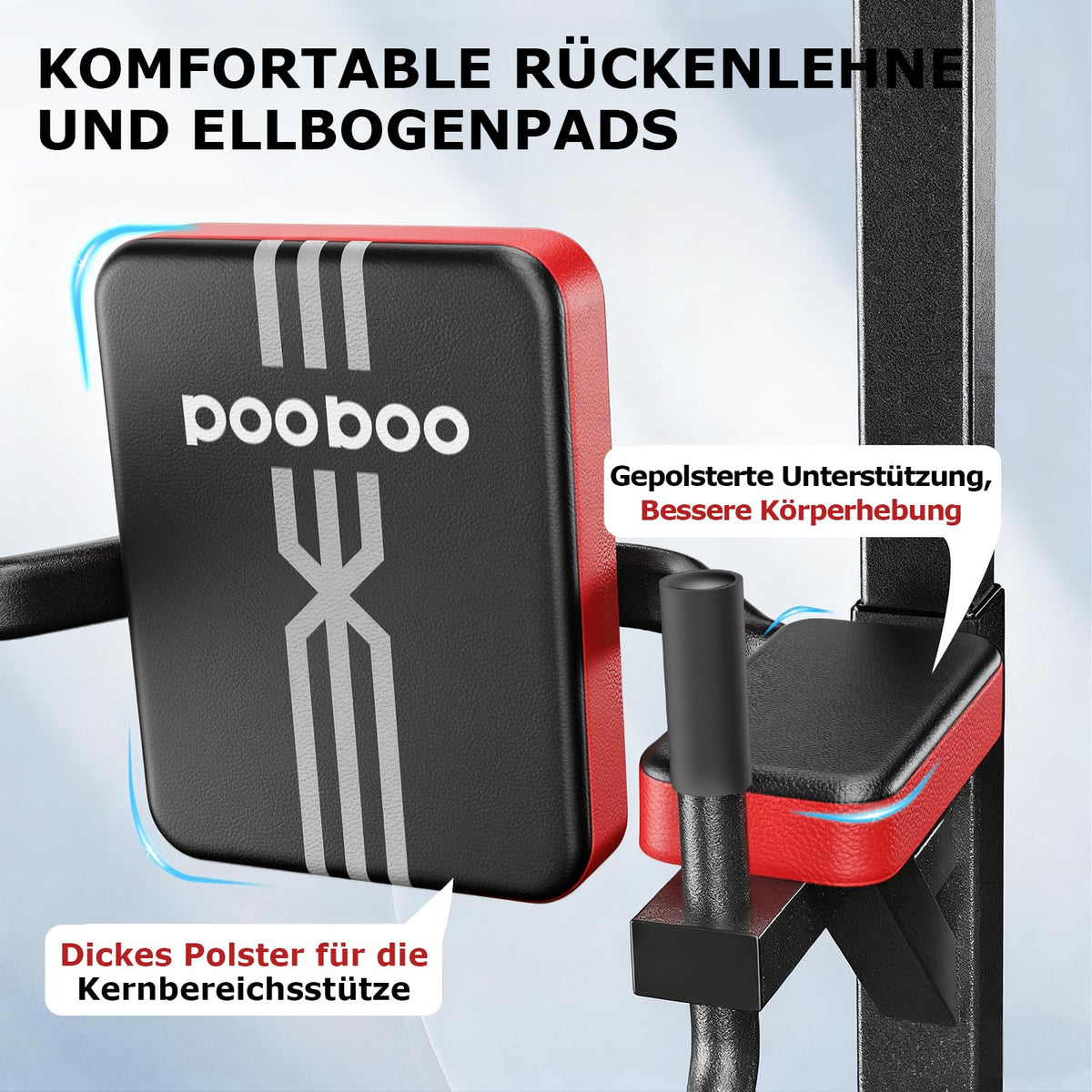 Power Tower Dip Station Klimmzugstange höhenverstellbar multifunktional für Heimtraining mit Elastikseilen