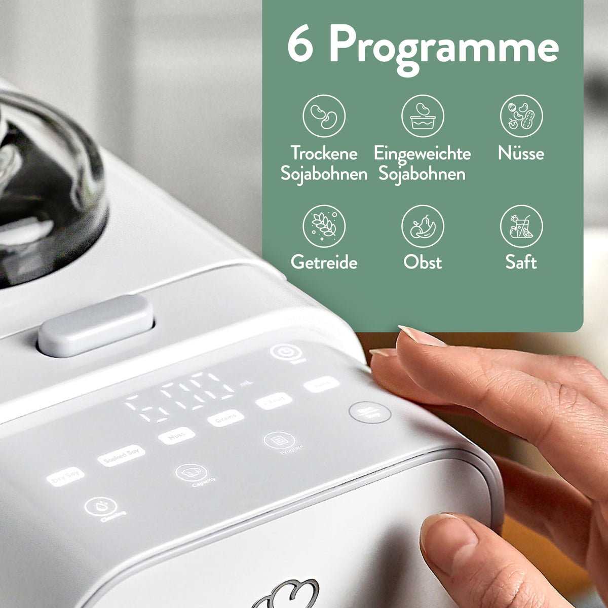 Pflanzenmilchbereiter Mila 600ml 6 Programme automatische Reinigung LED Touch Timer Nussmilch Soja Haferdrinks