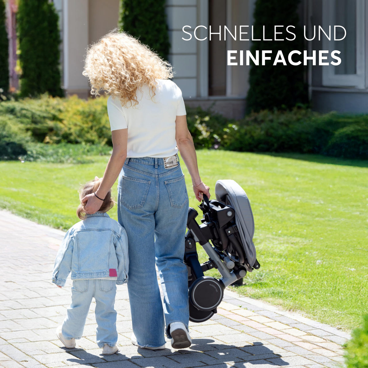 Dreirad mit Schubstange 8 in 1 ALUMA faltbares Kinderfahrzeug drehbarer Sitz 5 Punkt Gurt Alu beige