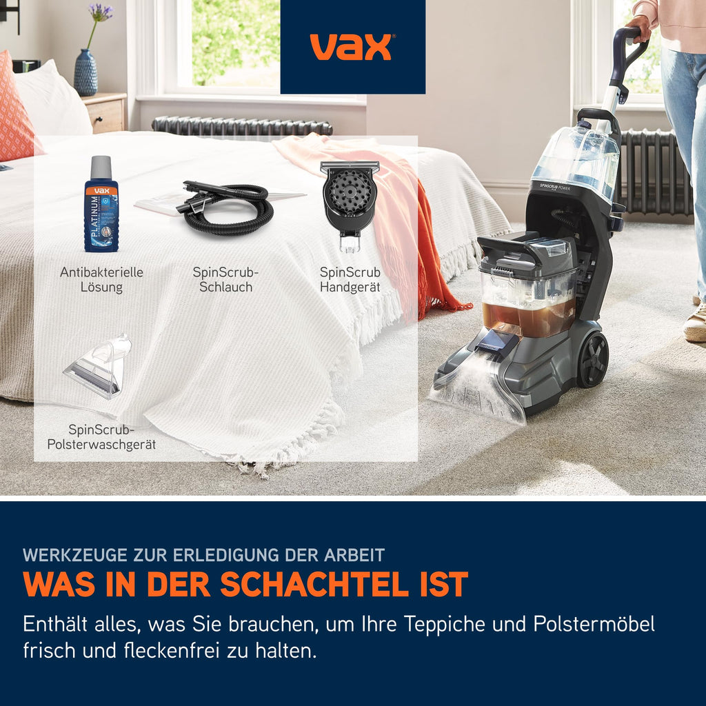 SpinScrub Power Plus Polsterreiniger Teppichreiniger mit Fleckenentfernung XL Tank schnelltrocknend kraftvoll