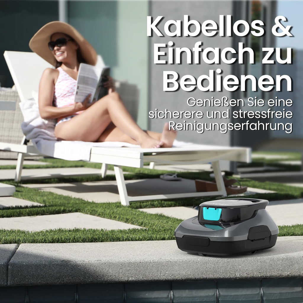 Scuba SE Poolroboter Poolsauger Akku 90 Minuten automatische Reinigung Selbsteinparkfunktion flacher Poolboden