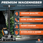 Hydraulischer Wagenheber 3T TÜV Rangierwagenheber 75 bis 505mm flach 360 Grad Rollen 2 Kolben Gummi T Griff