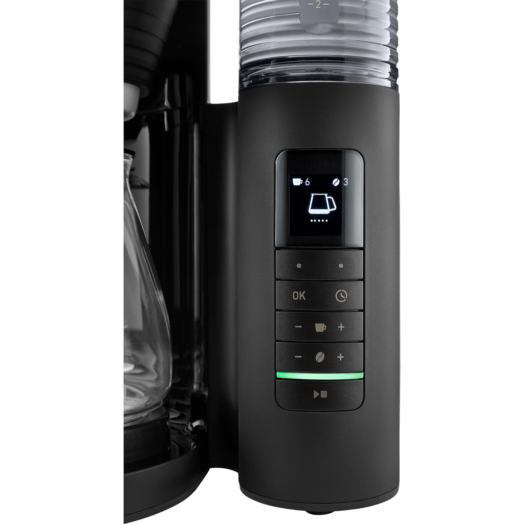 AromaFresh Pro X Filterkaffeemaschine mit Mahlwerk, Wassertank, Glaskanne, Timer für 10 Tassen, schwarz silber