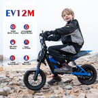 EV12M Elektro Kindermotorrad mit starkem 300 W Motor 12 Zoll Reifen und 5,2 Ah Akku