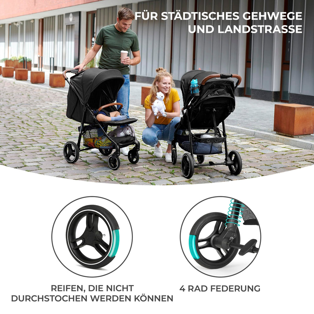Grande Plus Buggy von Geburt bis 22 kg einhandfaltbar Liegeposition Verdeck mit Fenster 4 gefederte Räder Grau