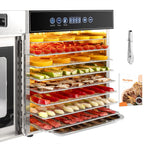 Dörrautomat Edelstahl 8 Etagen 30 bis 90 °C Timer 24 h ohne BPA für Obst Fleisch Gemüse Kräuter Rezeptheft