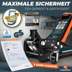 Hydraulischer Wagenheber 3T TÜV Rangierwagenheber 75 bis 505mm flach 360 Grad Rollen 2 Kolben Gummi T Griff