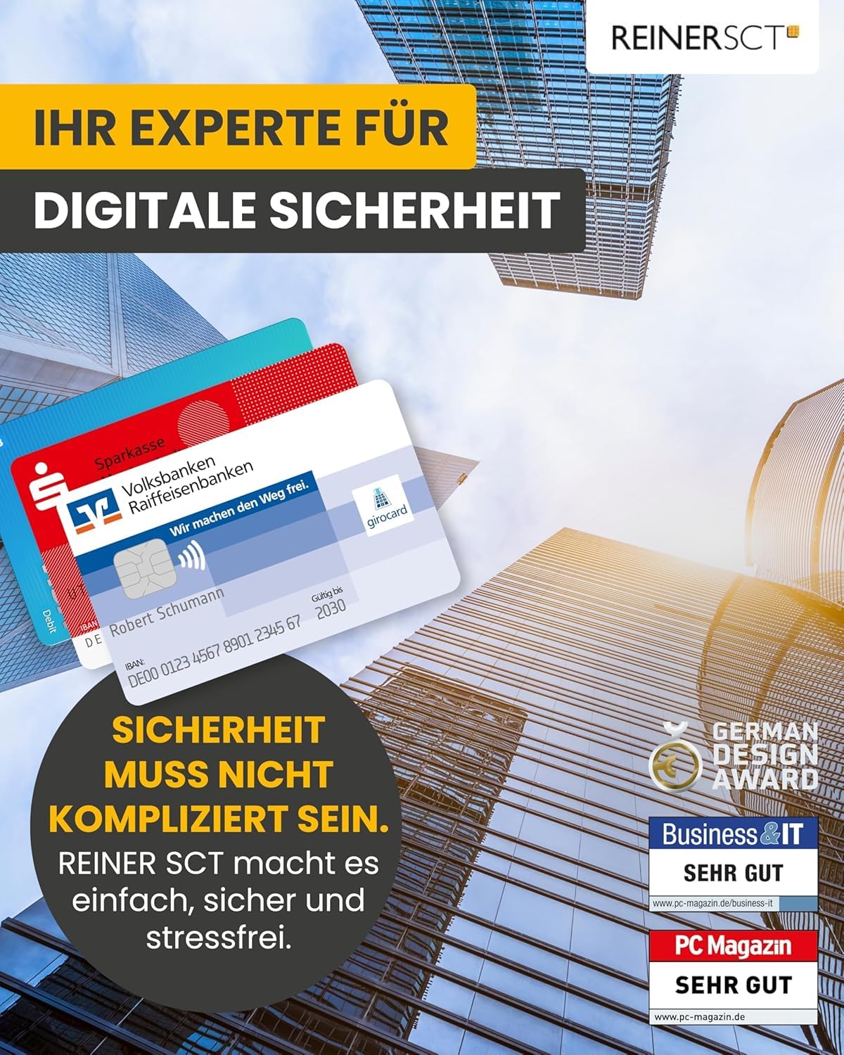 cyberJack RFID Komfort USB C Anschluss Chipkartenleser für Smartcard eID kontaktlos NFC Lesegerät