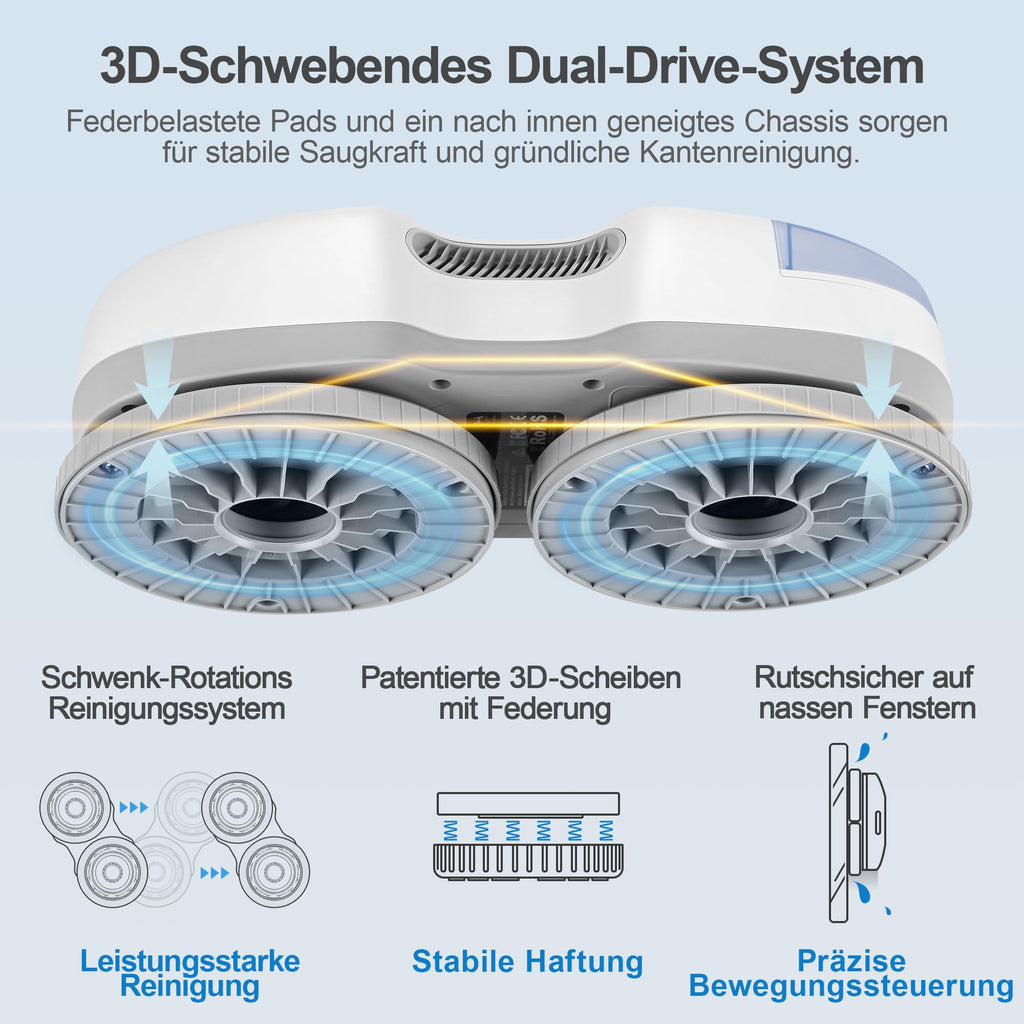 S7 Fensterputzroboter mit aktiver Sprühfunktion und 6500 Pa Saugkraft für streifenfreie Glasreinigung