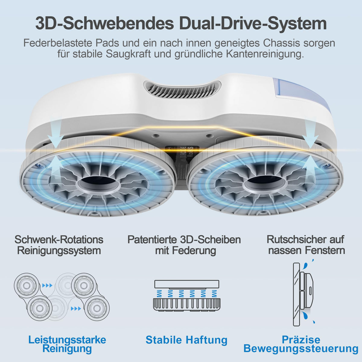 S7 Fensterputzroboter mit aktiver Sprühfunktion und 6500 Pa Saugkraft für streifenfreie Glasreinigung