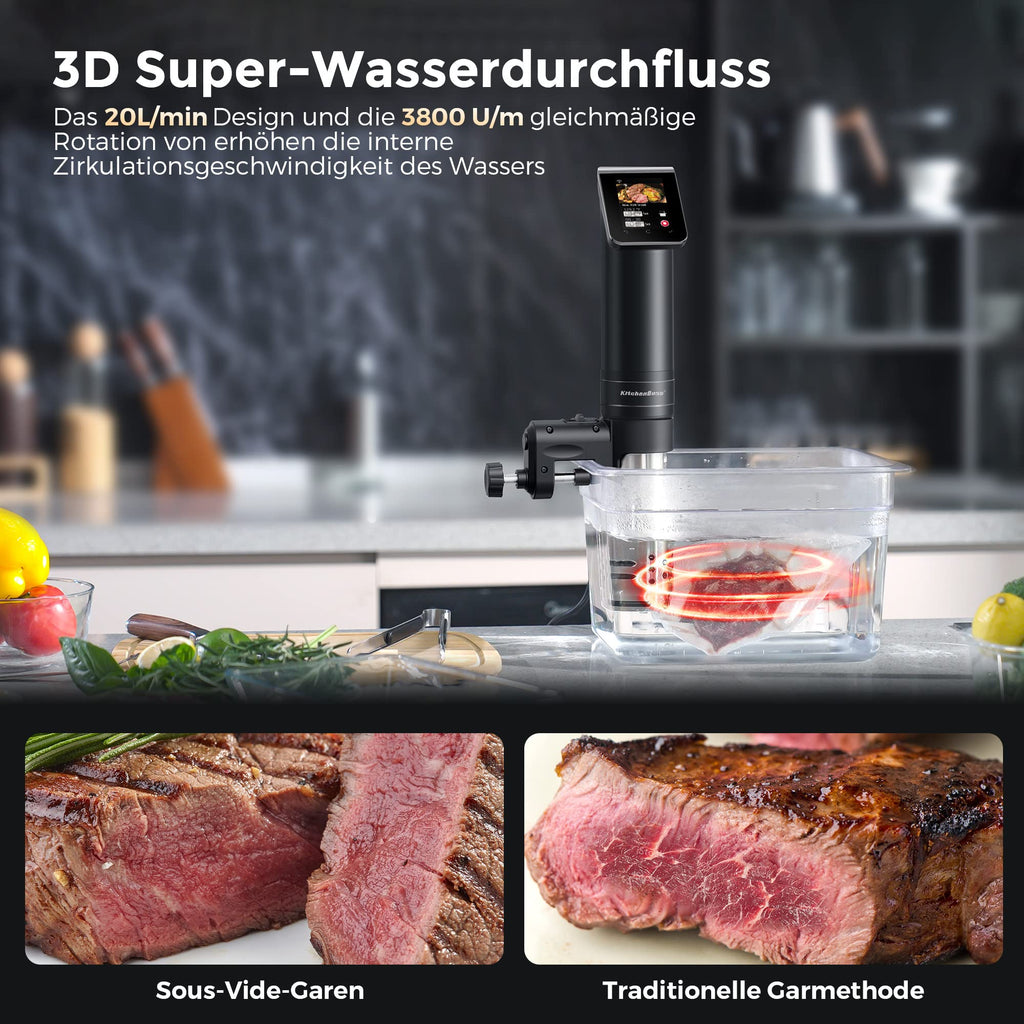 Sous Vide Garer Stick WLAN G330 bis 90°C IPX7 wasserdicht TFT Touch Display 360° Tauchzirkulator Timer