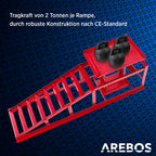 2x Auffahrrampe mit hydraulischem Wagenheber höhenverstellbar bis 2 T für Auto Kfz Werkstatt