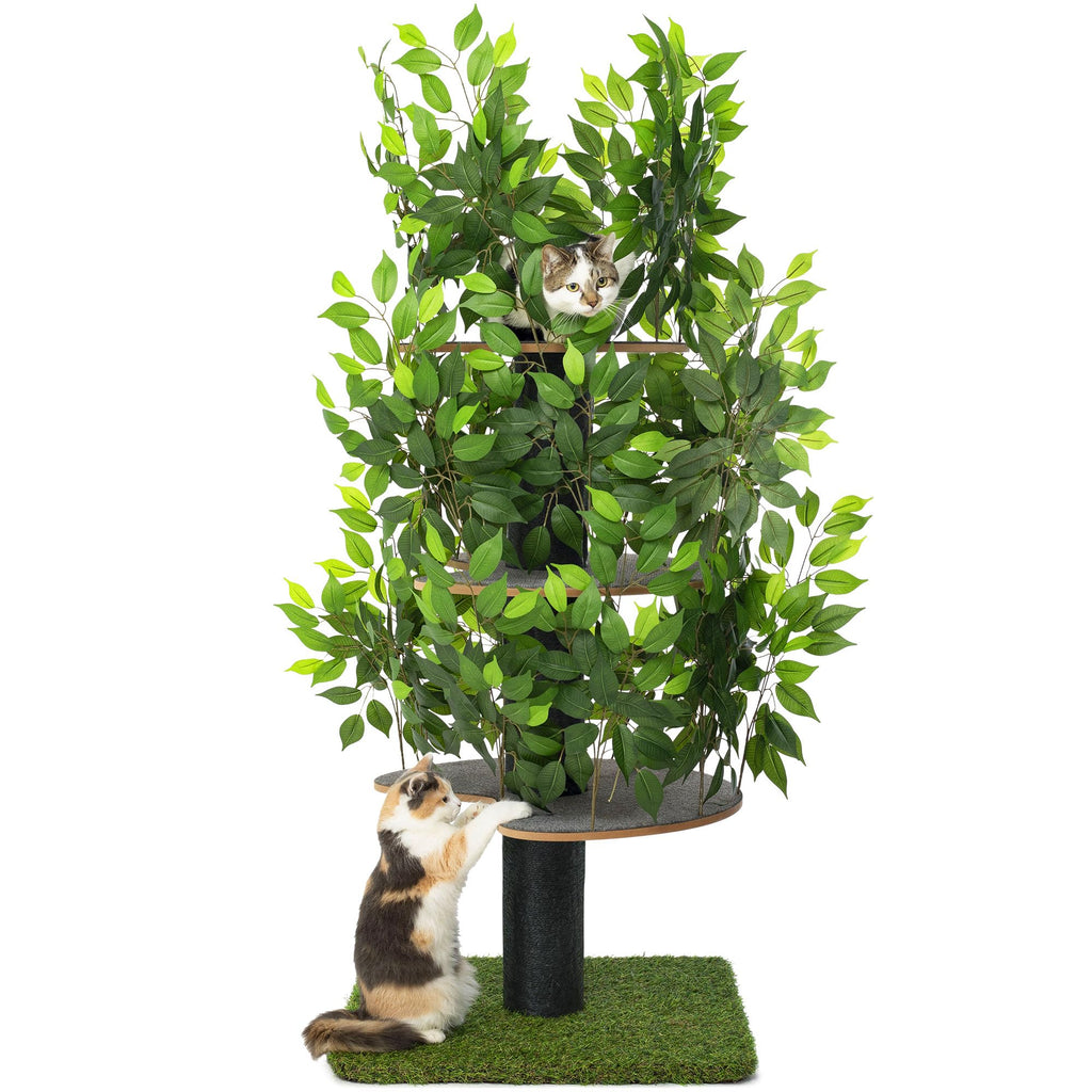 Kratzbaum Natur groß mehrstufig mit austauschbaren Blättern Klettern Verstecken Schlafen haustiersicher robust