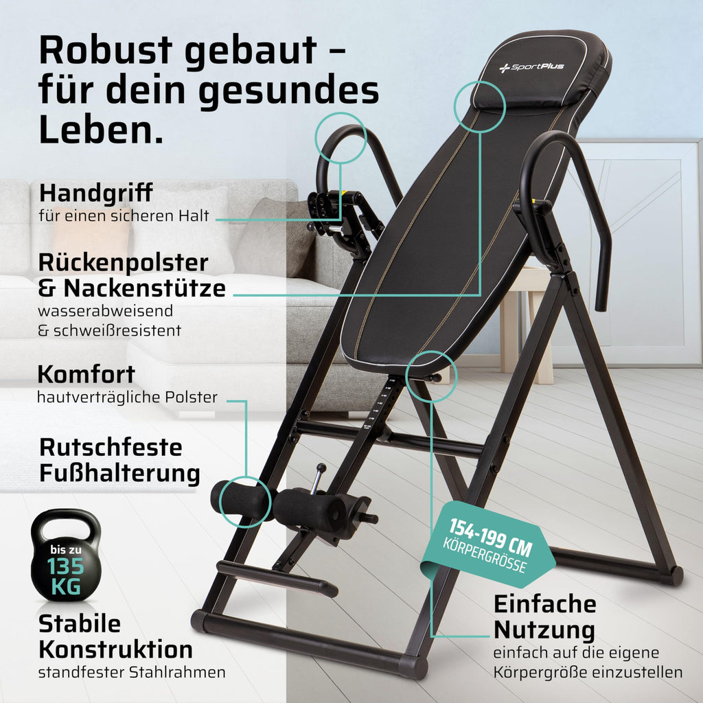 Inversionsbank klappbar Schwerkrafttrainer 4 Inversionswinkel Rückenstrecker 135 kg Wirbelsäulenentlastung