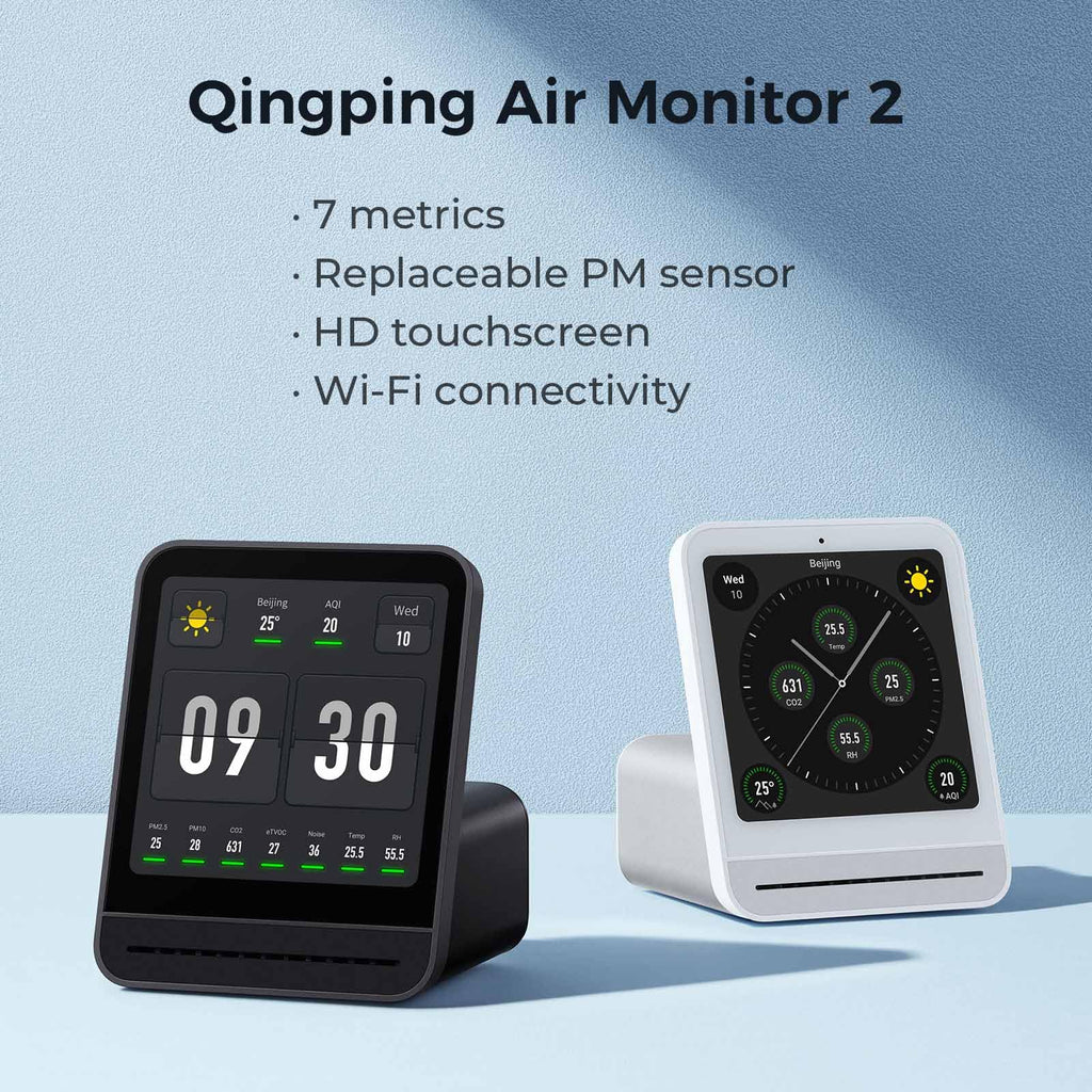 Air Quality Monitor Gen 2 Indoor Detects PM2.5 CO2 PM10 Noise Temperature Humidity Upgraded Alarm Clock Tester