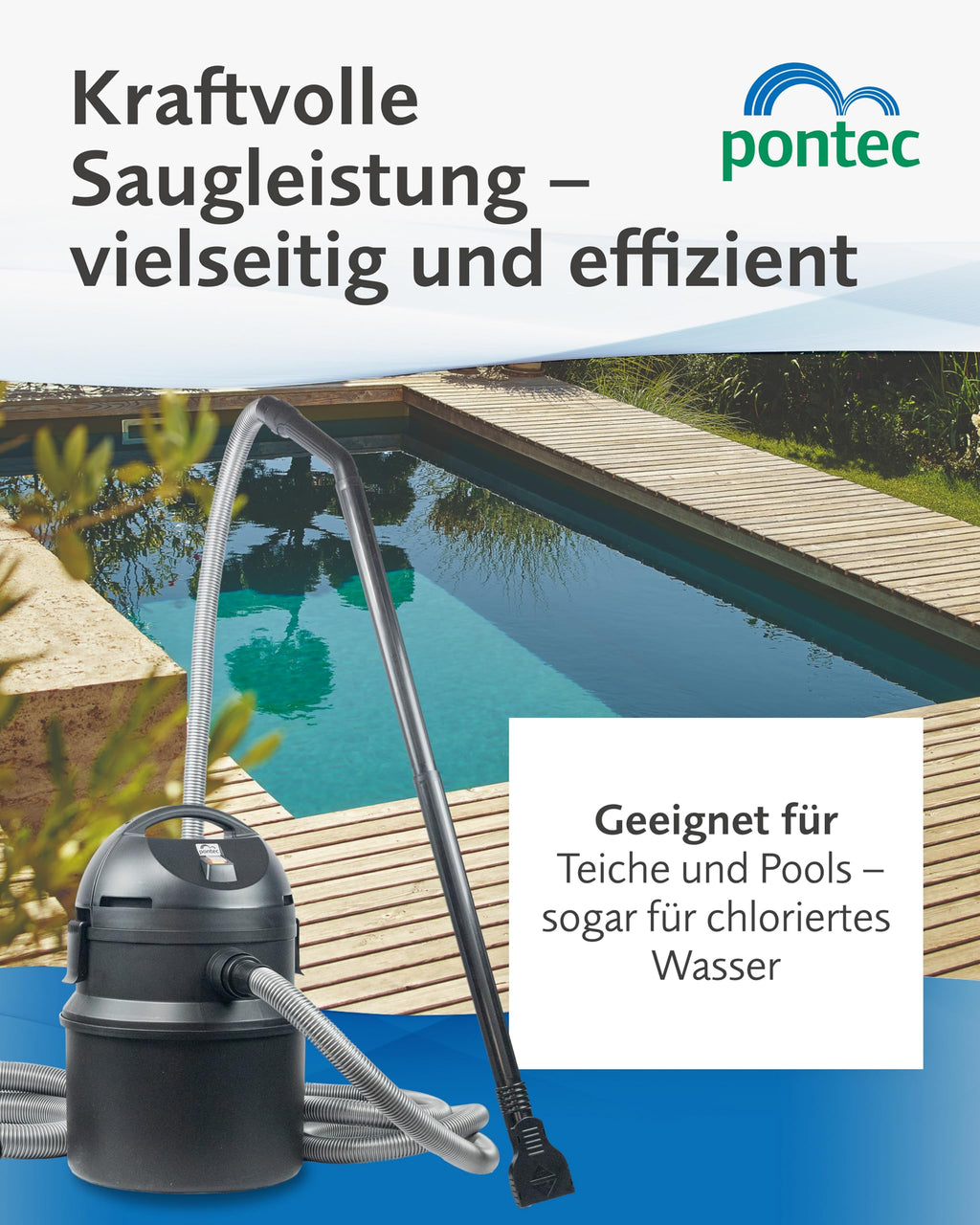Pondomatic Teichschlammsauger 1400 W 30 L Auffangvolumen 3 Düsen 4 m Kabel