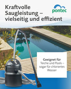 Pondomatic Teichschlammsauger 1400 W 30 L Auffangvolumen 3 Düsen 4 m Kabel