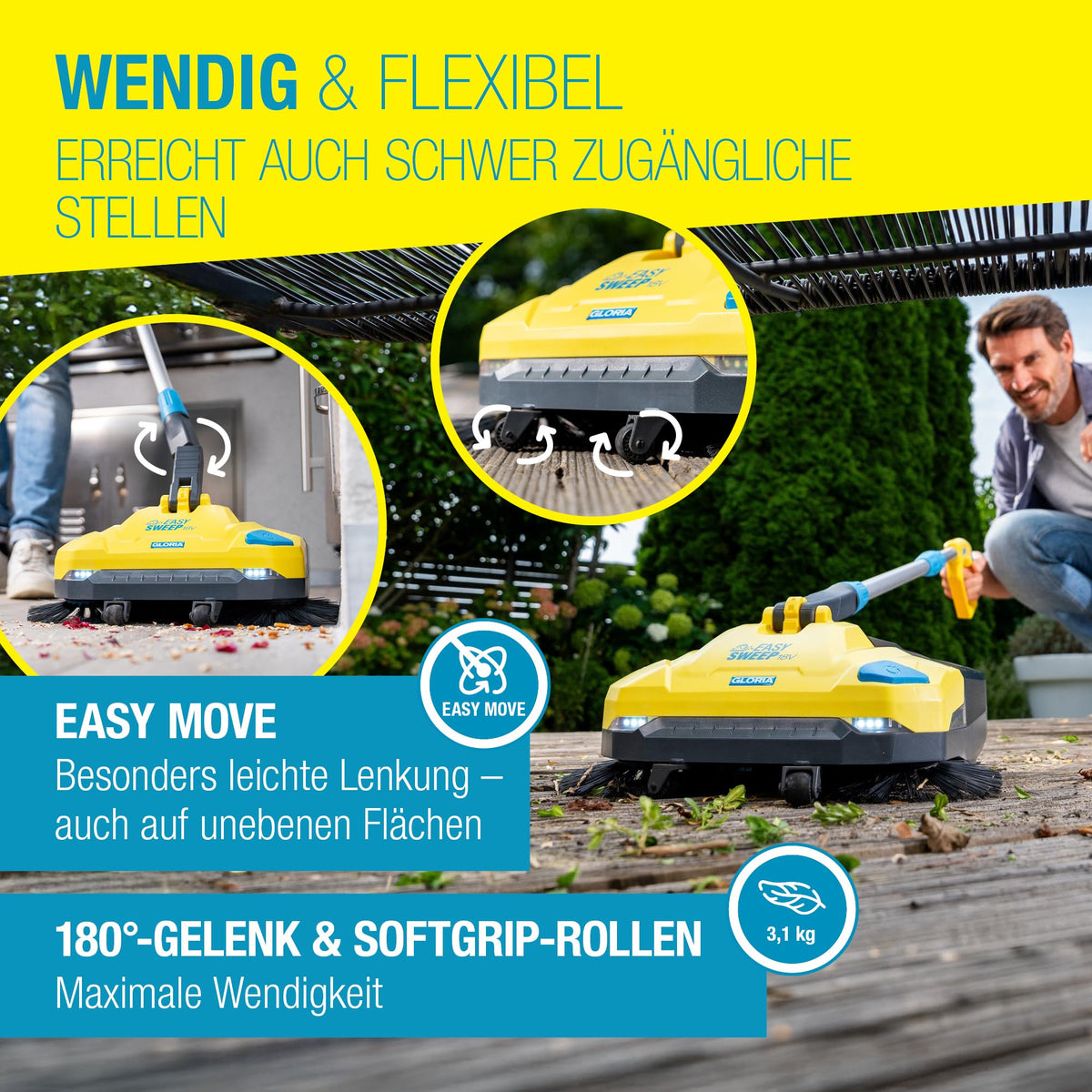 Kehrmaschine EasySweep 18V Set Akku Kehrbesen inklusive 18V Akku für effektive und einfache Reinigung