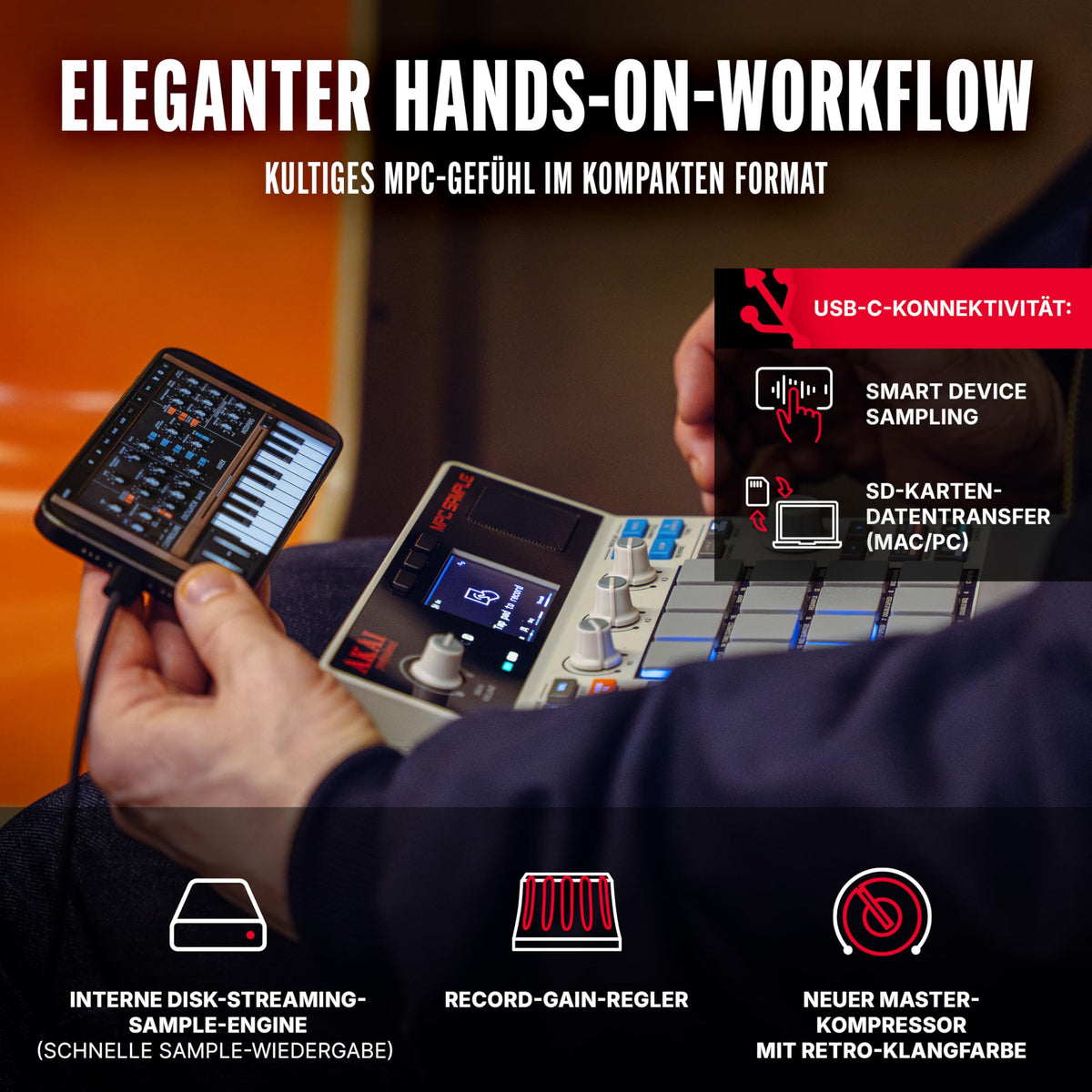 MPC Sample tragbarer Sampler für mobile Musikproduktion kompakter digitaler Sampler für unterwegs
