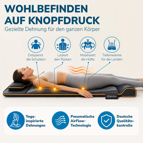 Air Stretch elektrische Ganzkörpermassagematte mit Wärmefunktion und Yoga Dehnung für Schultern Rücken Nacken