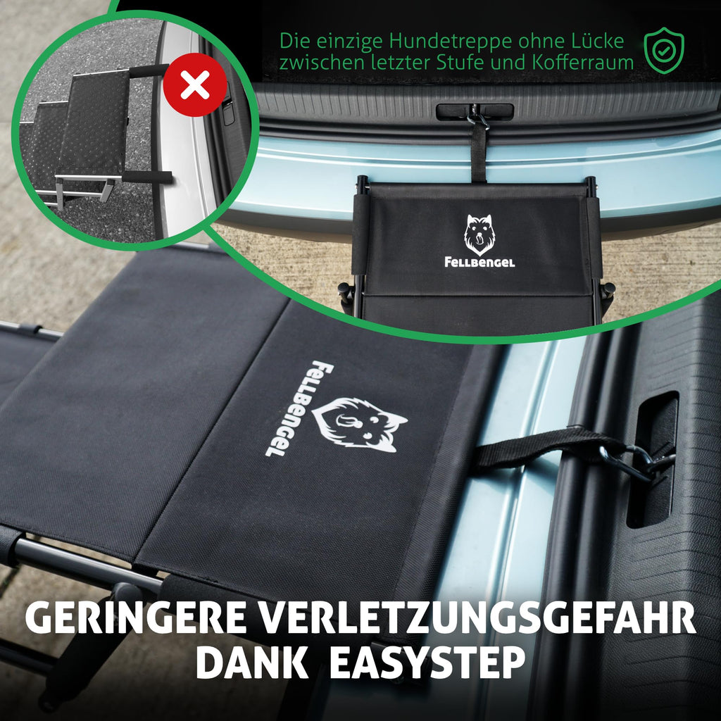Hundetreppe Auto klappbar mit Sicherheitsstufe Hunderampe Einstiegshilfe große Hunde faltbar bis 60 kg