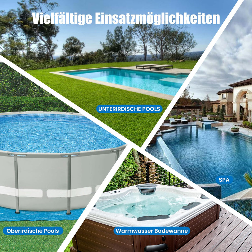 Akku Poolsauger 60 Min 222 cm Teleskopstange 4 Filter Absaugung 4200 l pro Stunde für oberirdische Pools blau
