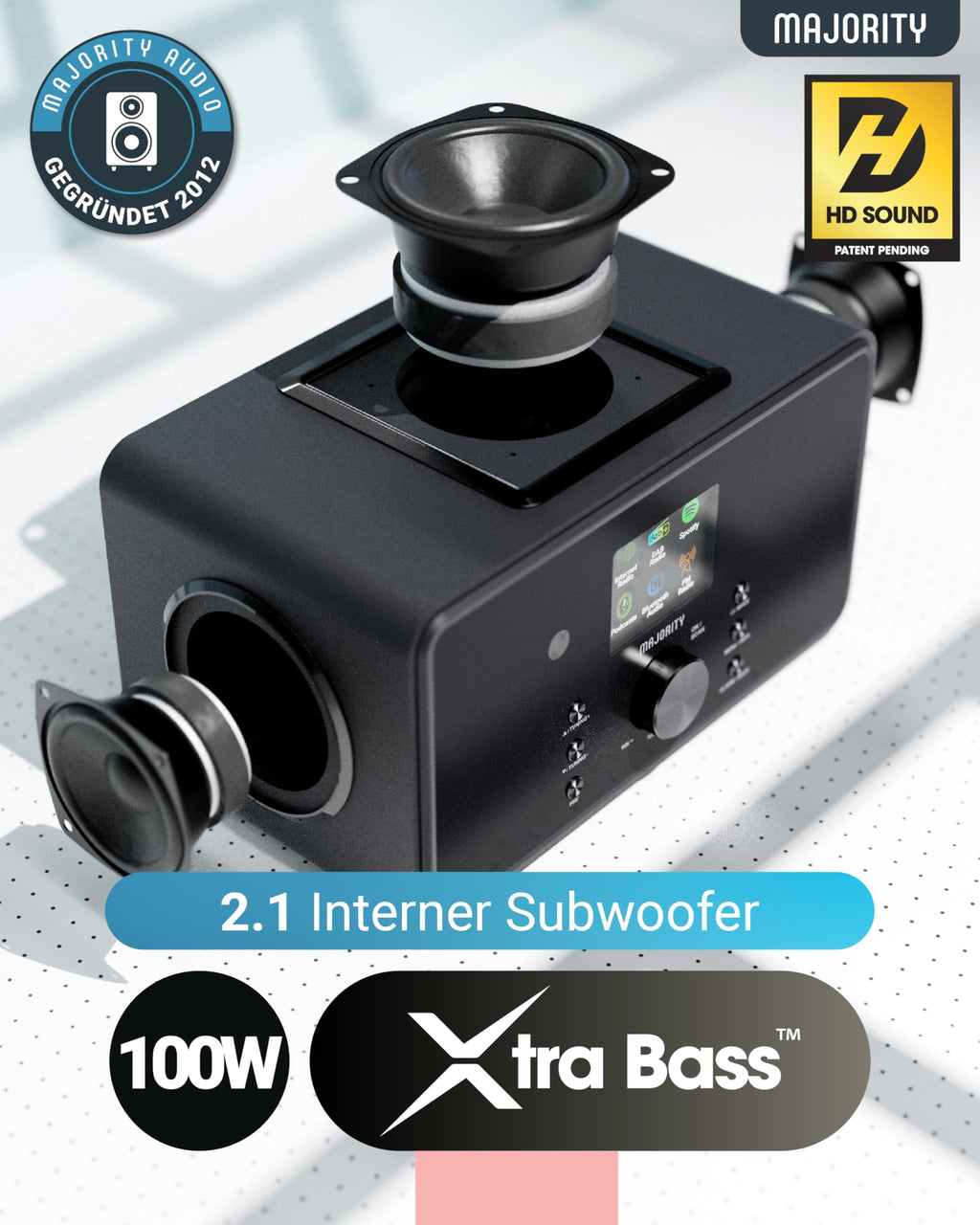 Bard Internetradio mit WLAN DAB+ UKW 2.1 100W Spotify Connect Digitalradio Stereo Musikstreaming