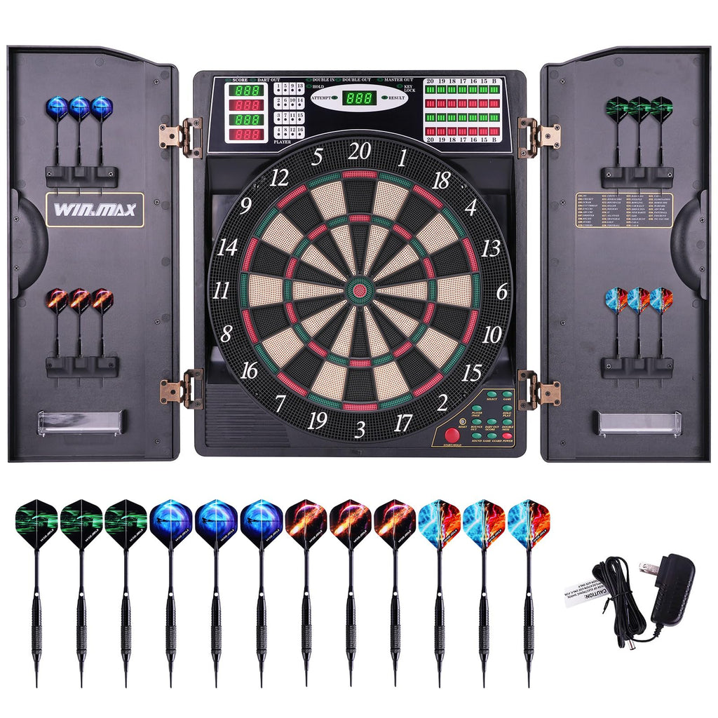 Elektronische Dartscheibe Profi Set 211 Varianten für 1 bis 16 Spieler 12 Darts 12 Flights 100 Pfeilspitzen