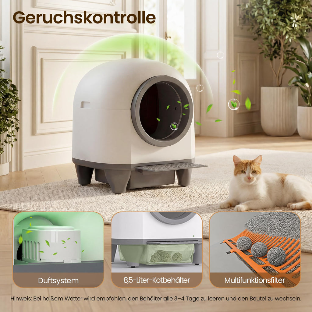 Automatisches Katzenklo 90L Katzentoilette für Mehrkatzenfamilien mit automatischer Selbstreinigung