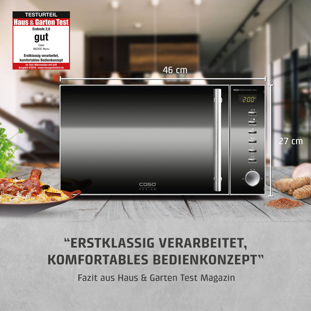 MG20 Ceramic Menu Mikrowelle mit Grillfunktion ohne Drehteller 1000 Watt für schnelles Erwärmen und Grillen