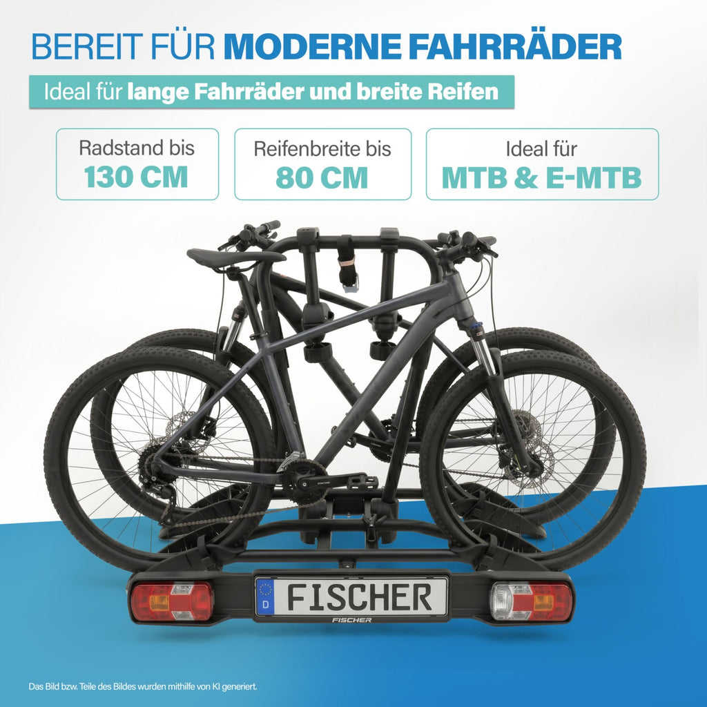 Kupplungsfahrradträger SmartLine Black für 2 Fahrräder bis 50 kg für Anhängerkupplung abklappbar Rahmenschutz