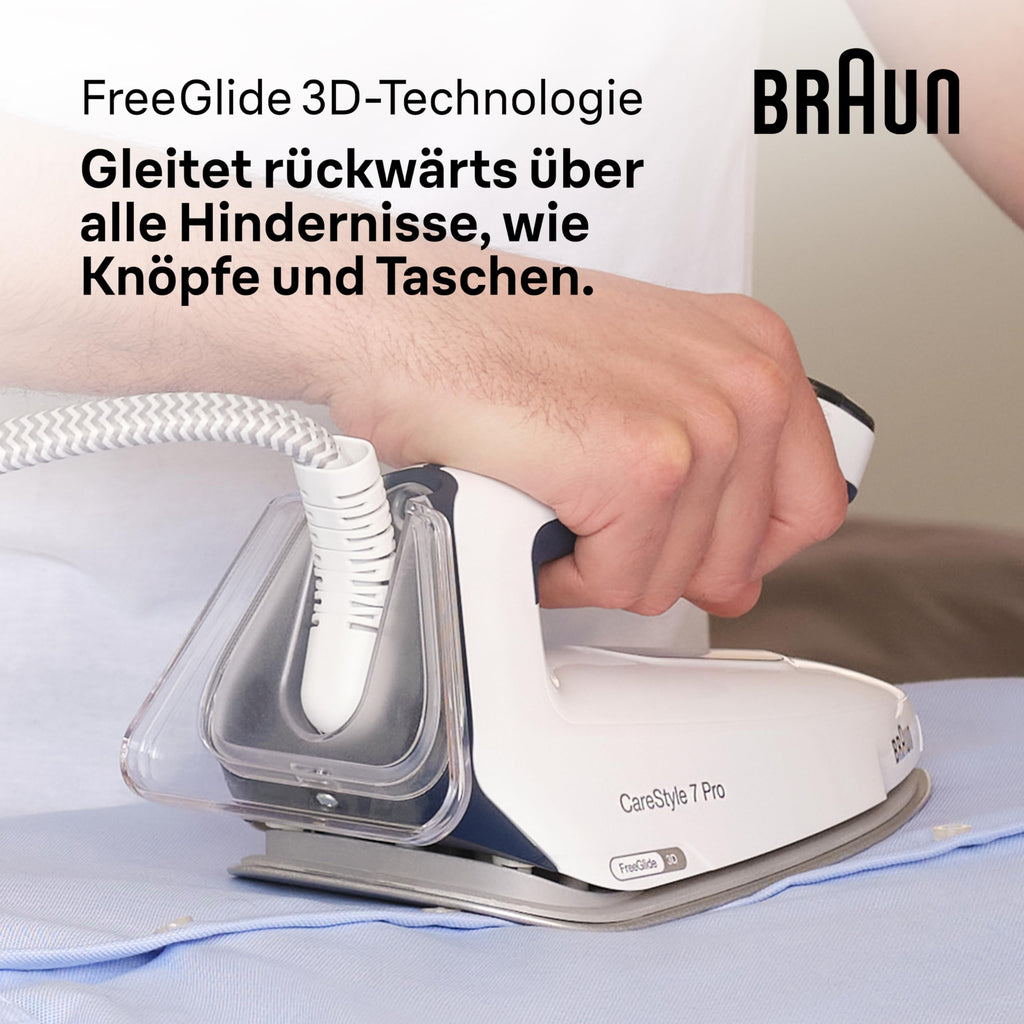CareStyle 7 Pro IS 7282 BL Dampfbügeleisen FreeGlide 3D iCare abnehmbarer 2 L Tank 600 g/min 2700 W Blau Weiß