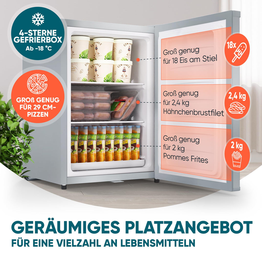 Mini Gefrierschrank 42L minus 18°C Eiswürfelschale Türanschlag wechselbar 4 Sterne Camping Energieklasse E