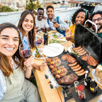 2 Brenner Gasgrill 5 kW Tischgrill mit klappbaren Seitentischen tragbarer BBQ Grill für Balkon Garten Schwarz