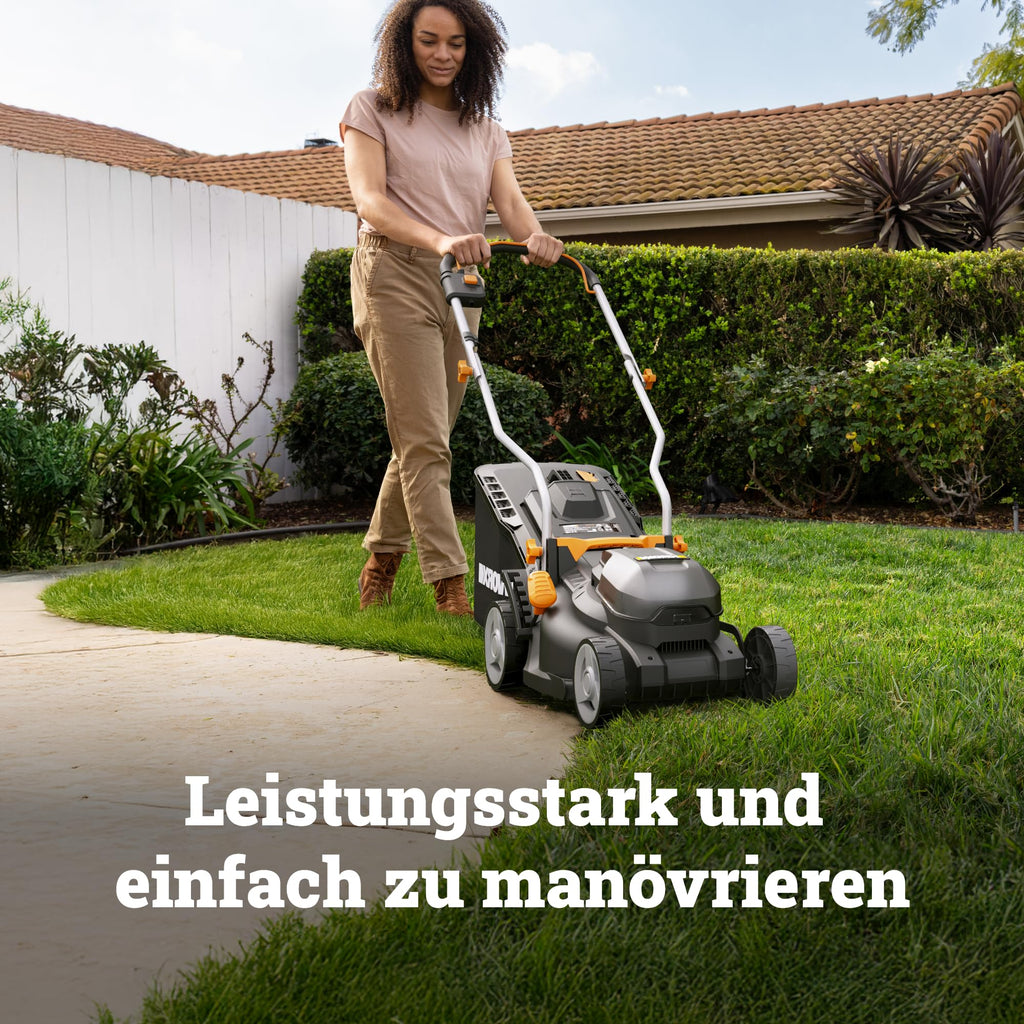 WG733E Akku Rasenmäher 20V 33cm Schnittbreite kabellos leise Elektro Rasenmäher für Garten und Rasenpflege