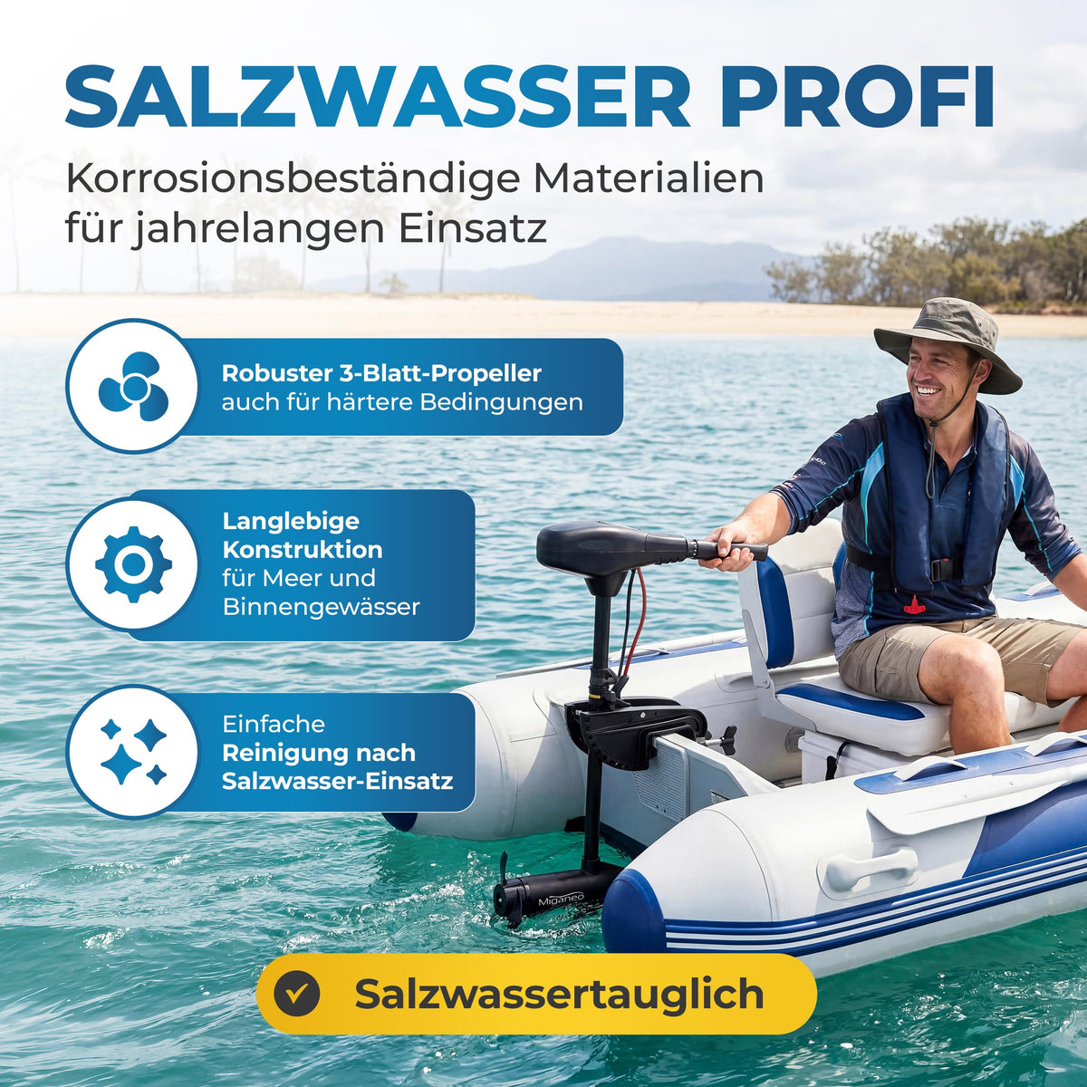 Elektromotor TRS 68 lbs Außenborder 768 W salzwasserfest LED Batterieanzeige 12V 5 Vorwärts 3 Rückwärtsgänge