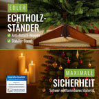 Kunstweihnachtsbaum Nordmanntanne 220cm mit Holzständer, Testsieger, naturgetreue Nadeln, ohne Beleuchtung