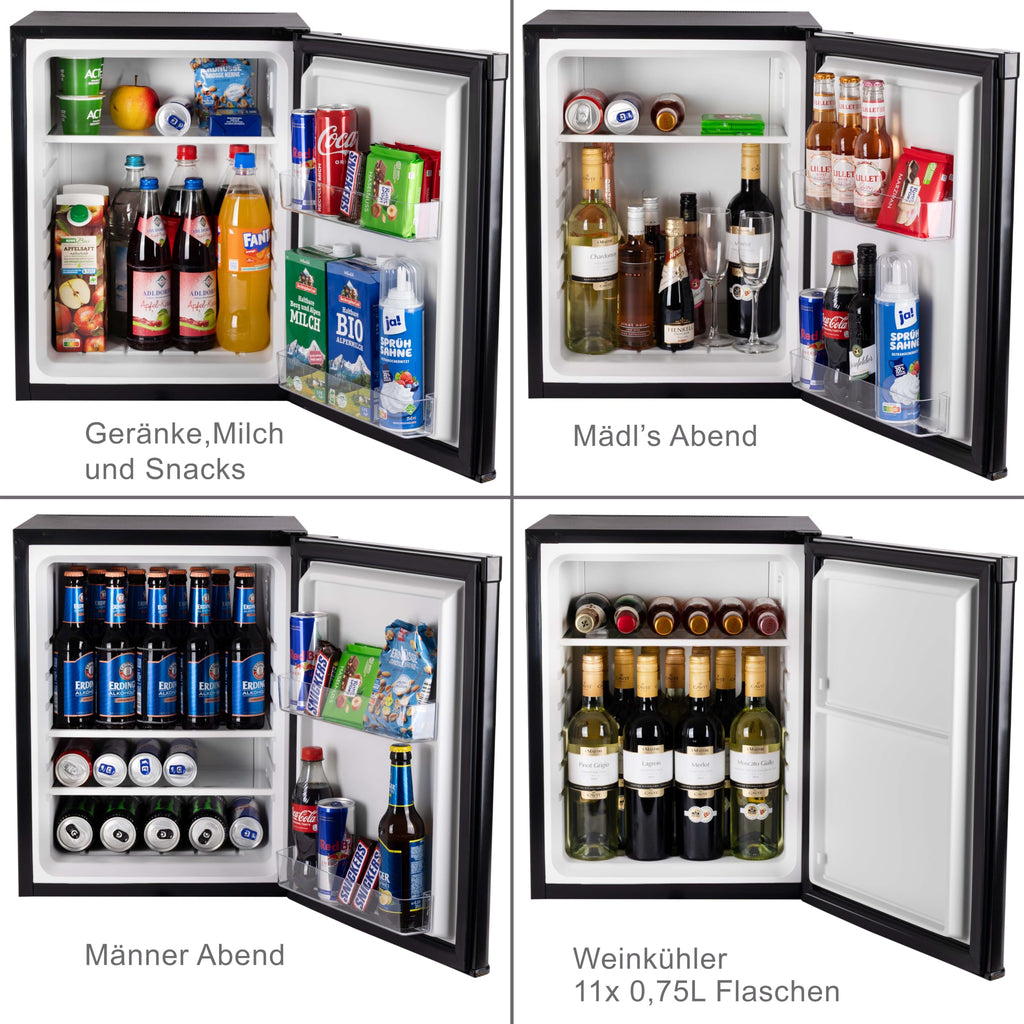 40 Liter Mini Kühlschrank lautlos geräuschlos Minibar mit Schloss 5°C bis 18°C Energieklasse D